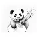A panda playing a bass guitar tattoo design idea