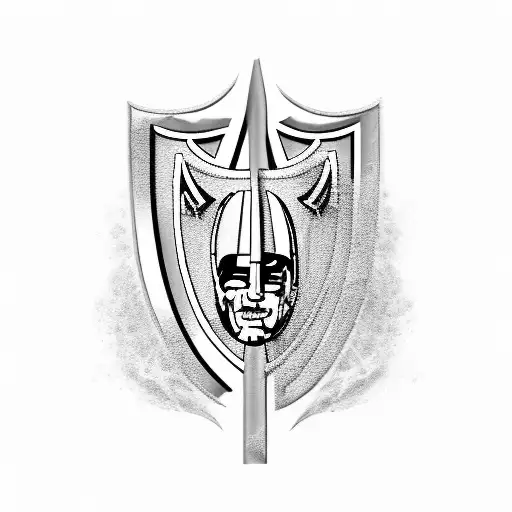 A Las Vegas Raiders logo with playing card suits incorporated into the design tattoo design idea