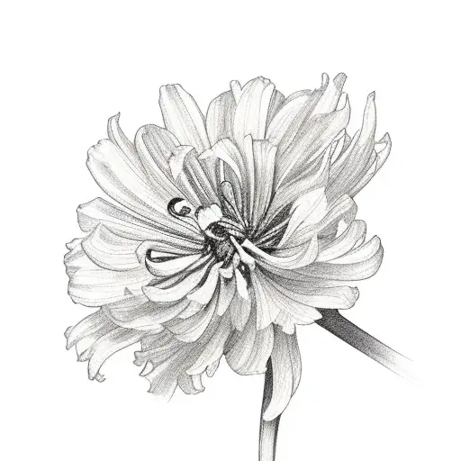 bouquet of flowers including Chrysanthemums  Gladiolus  Cosmos  Narcissus tattoo design idea