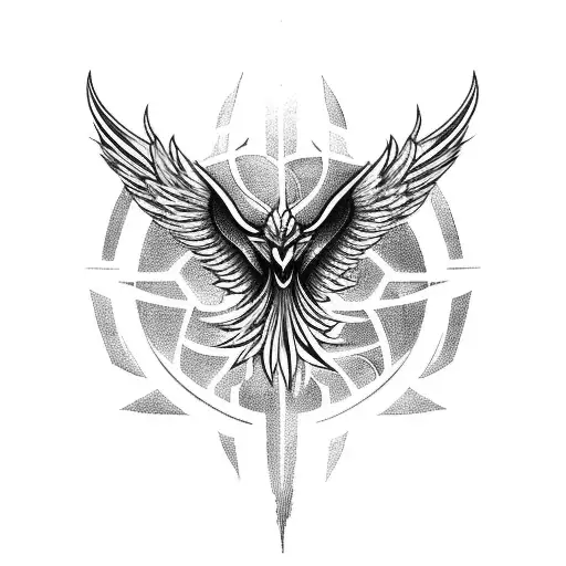 Tribal Witchcraft With Phoenix And Semi Colon Tattoo Idea - BlackInk AI