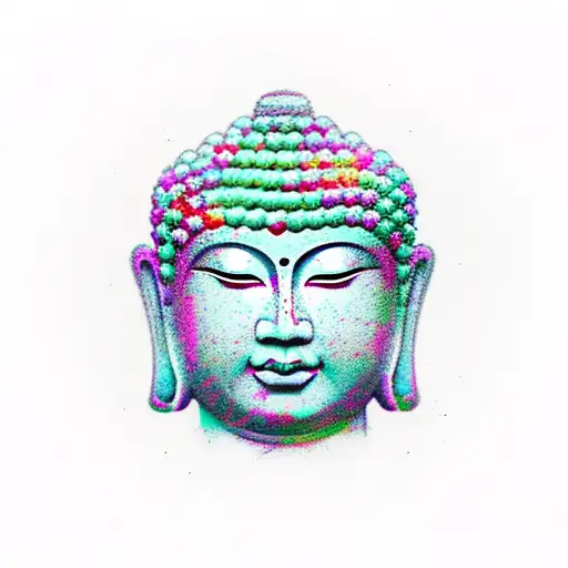 minimalist Buddha  face  tattoo design idea