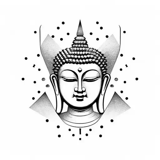 minimalist Buddha  face  tattoo design idea