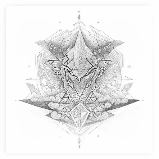 japanese geometricf arm band wih script tattoo design idea