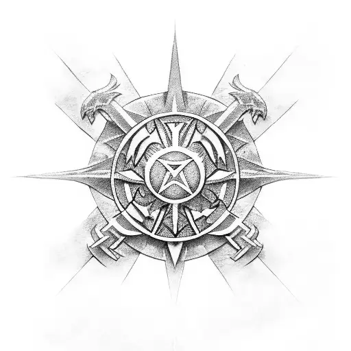 witcher medallion with the symbols tattoo design idea