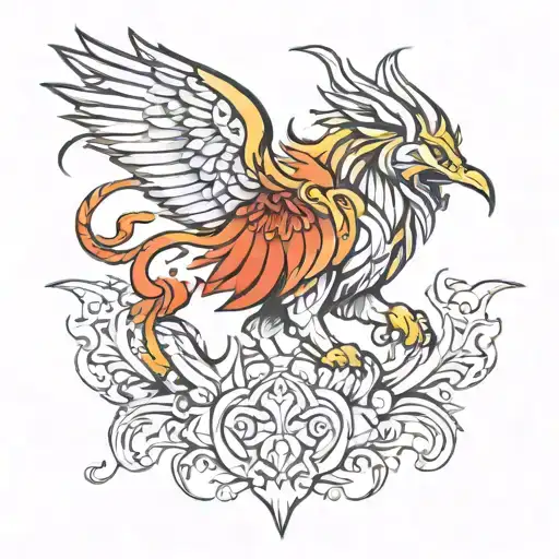 lion Phoenix tattoo design idea