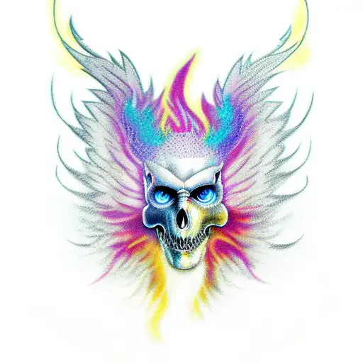 Phoenix rising from ashes tattoo design idea
