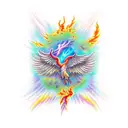 Phoenix rising from ashes tattoo design idea