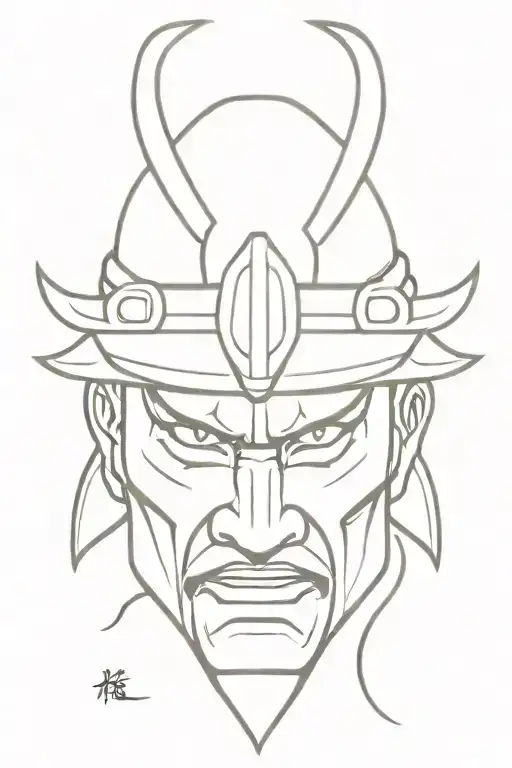 Ugly Mask samurai tattoo design idea