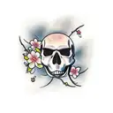 Cherry Blossom, skull, clouds tattoo design idea