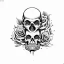 skulls with roses and guns tattoo design idea