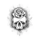 skulls with roses and guns tattoo design idea