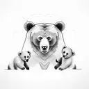 bear with 2 cubs tattoo design idea