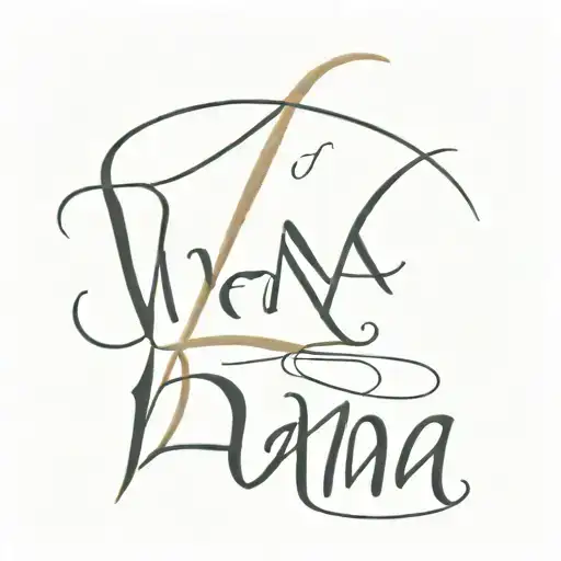 a tattoo that sits above the eyebrow saying “vana” in thick cursive writing tattoo design idea