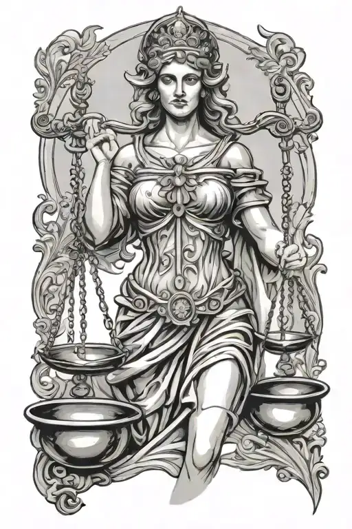 lady Justice holding scales tattoo design idea