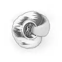 Make a simple forearm tattoo showing Sisyphus, in a black and white style, pushing a big rock up a curvy hill. Sisyphus  tattoo design idea
