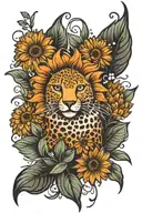 Daisy flower with cheetah   tattoo design idea
