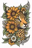 Daisy flower with cheetah   tattoo design idea