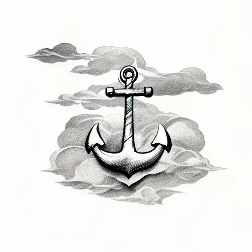 Anchor with clouds, faith and family  tattoo design idea