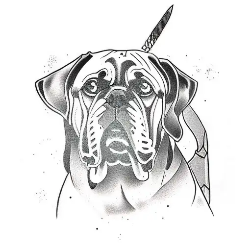 A new-school tattoo of a Celtic warrior with boxer dog companions tattoo design idea