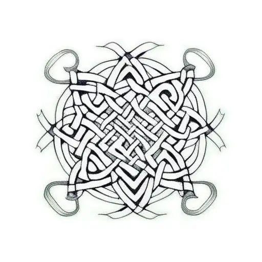Celtic knotwork intertwined with boxer dog silhouettes tattoo design idea