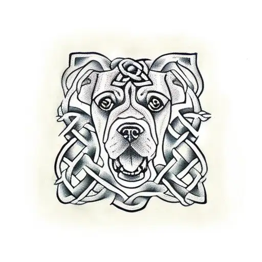 A traditional Celtic knotwork design incorporating boxer dog faces tattoo design idea