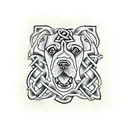 A traditional Celtic knotwork design incorporating boxer dog faces tattoo design idea