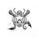 caveira com cobra tattoo design idea