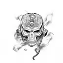 caveira com cobra tattoo design idea