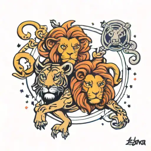astrological monkey cancer lion libra and capricorn tattoo design idea