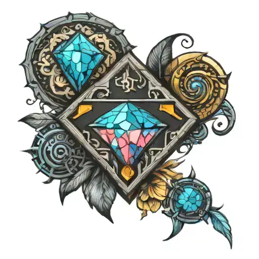 प्रक्रियायां विश्वासं कुर्वन्तु written on left chest with colorful context of coal turning into blue diamond  tattoo design idea