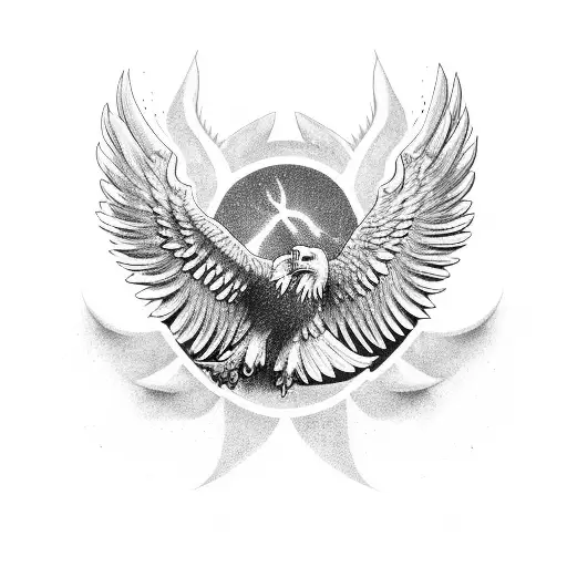 eagle with wings spread from a 45 degree angel above. make only the wings visible tattoo design idea