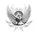 eagle with wings spread from a 45 degree angel above. make only the wings visible tattoo design idea