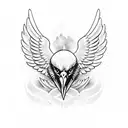 eagle with wings spread from a 45 degree angel above. make only the wings visible tattoo design idea