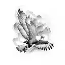 eagle with wings spread from a 45 degree angel above. make only the wings visible tattoo design idea