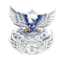eagle with wings spread from a 45 degree angel above. make only the wings visible tattoo design idea