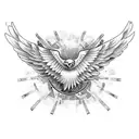 eagle with wings spread from a 45 degree angel above. make only the wings visible tattoo design idea