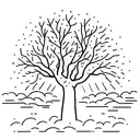 A minimalist tattoo of a walnut tree with the sun shining through its branches and a man resting at its feet tattoo design idea