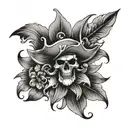 pirate flower tattoo design idea