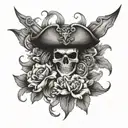 pirate flower tattoo design idea