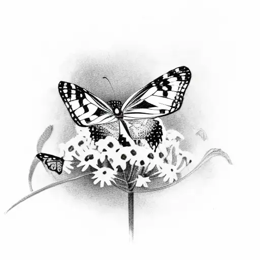 butterfly with sorrel bush tattoo design idea