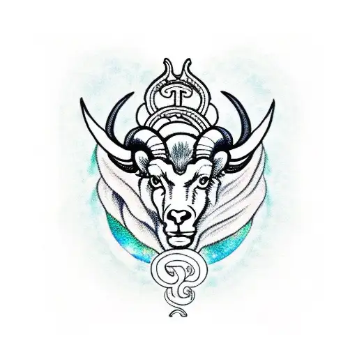 Aries symbol morphed into a majestic ram with intricate dotwork details tattoo design idea