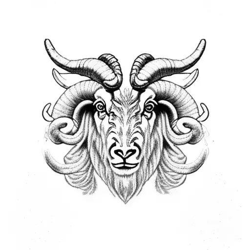 Aries symbol morphed into a majestic ram with intricate dotwork details tattoo design idea