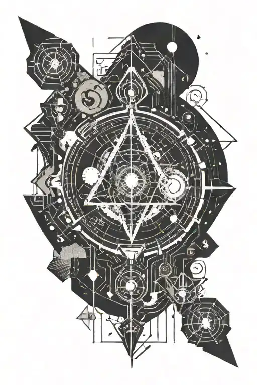 A cosmic traveler exploring different dimensions, symbolizing the journey of self-discovery tattoo design idea
