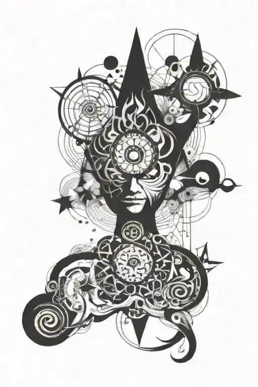 An abstract representation of the spiritual enlightenment experienced during a trip on LSD tattoo design idea