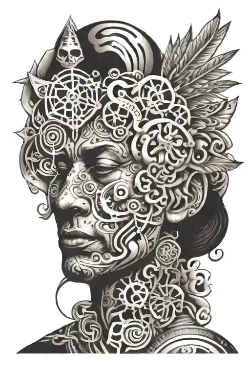 An abstract representation of the spiritual enlightenment experienced during a trip on LSD tattoo design idea