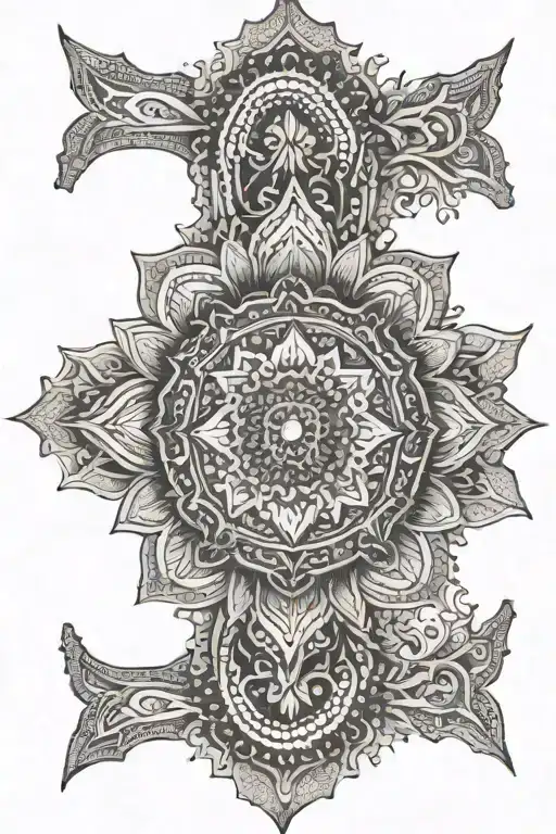 A detailed mandala design inspired by Indian architecture and culture tattoo design idea