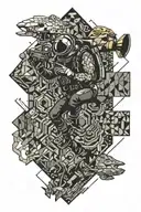 LSD scuba diving towards the ground tattoo design idea