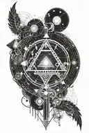 A cosmic traveler exploring different dimensions, symbolizing the journey of self-discovery tattoo design idea