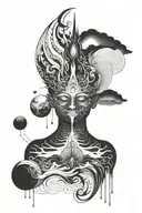 An abstract representation of the spiritual enlightenment experienced during a trip on LSD tattoo design idea