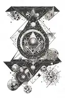 A cosmic traveler exploring different dimensions, symbolizing the journey of self-discovery tattoo design idea